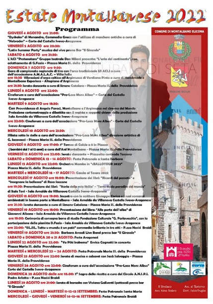 Eventi 2022 Estate Montalbano