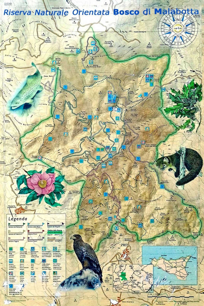Mappa della Riserva Naturale Orientata del Bosco di Malabotta